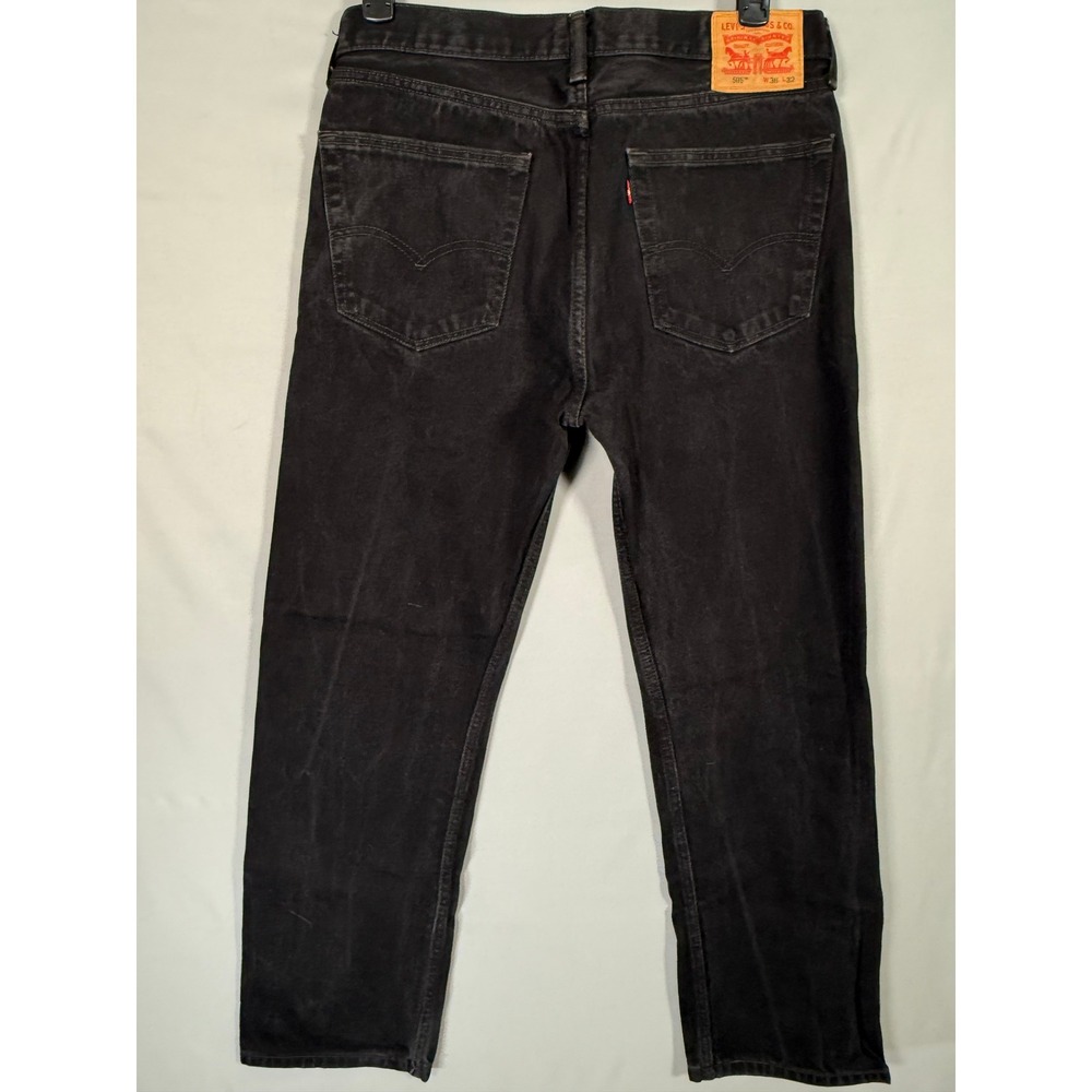 Levis 505 Regular Fit Black Straight Leg Jeans Mens W36 L32 00505-0260 - Picture 12 of 14